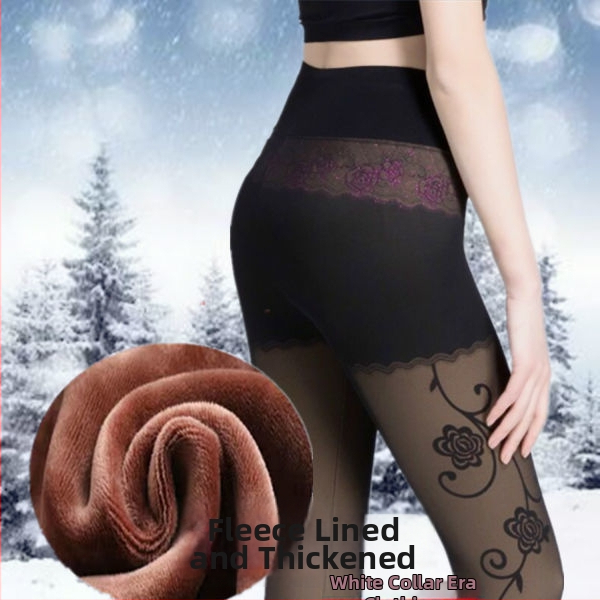 Женски зимни чорапогащи-леггинси от chenille със спандекс, висока еластичност, средна плътност, поддържат топлината