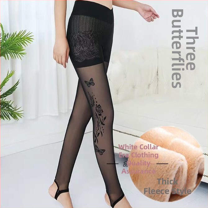 Женски зимни чорапогащи-леггинси от chenille със спандекс, висока еластичност, средна плътност, поддържат топлината
