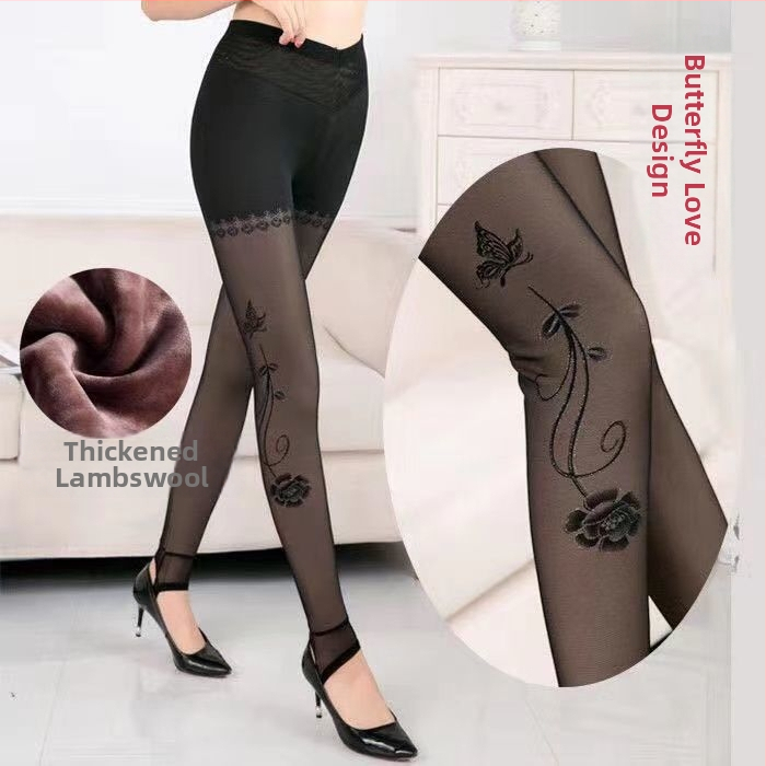 Женски зимни чорапогащи-леггинси от chenille със спандекс, висока еластичност, средна плътност, поддържат топлината