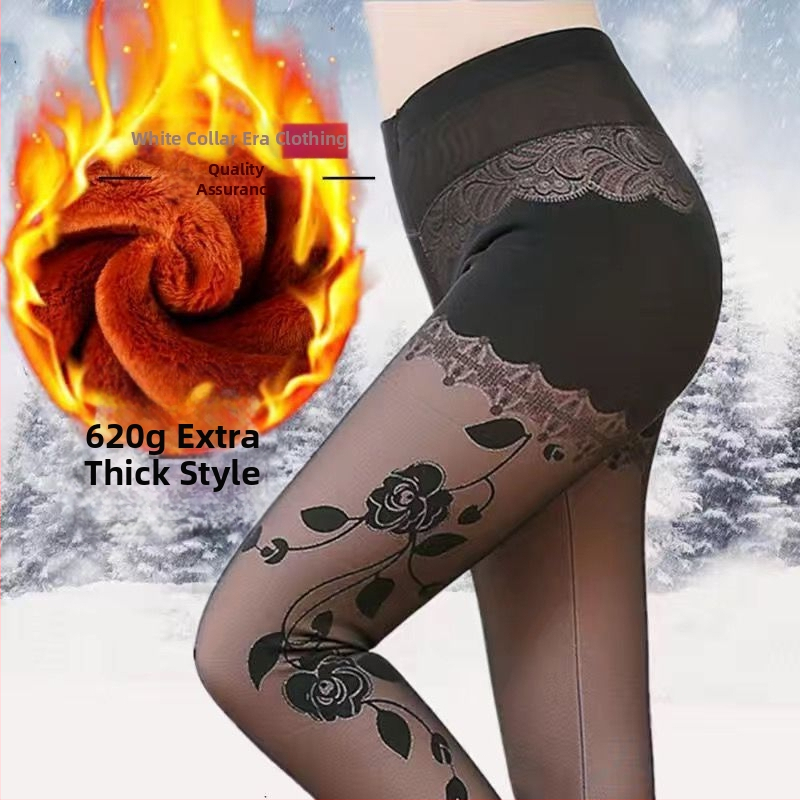 Женски зимни чорапогащи-леггинси от chenille със спандекс, висока еластичност, средна плътност, поддържат топлината