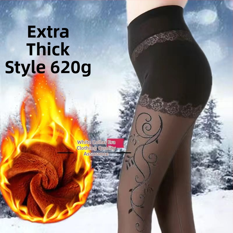 Женски зимни чорапогащи-леггинси от chenille със спандекс, висока еластичност, средна плътност, поддържат топлината