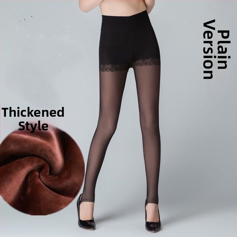 Женски зимни чорапогащи-леггинси от chenille със спандекс, висока еластичност, средна плътност, поддържат топлината