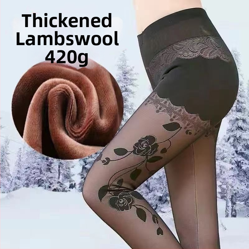 Женски зимни чорапогащи-леггинси от chenille със спандекс, висока еластичност, средна плътност, поддържат топлината