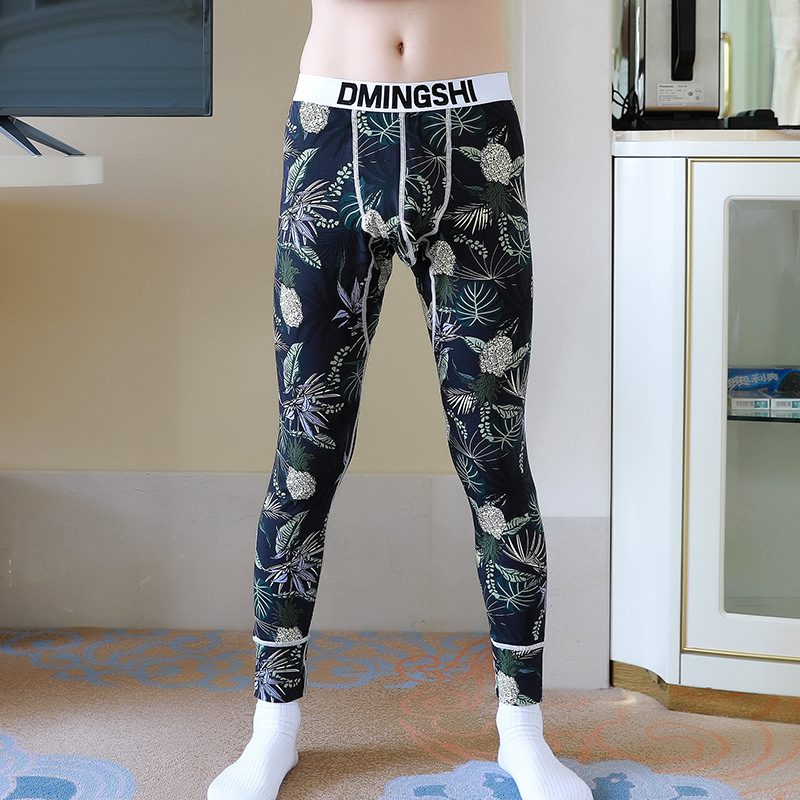 Muške tople hlače od češljanog pamuka s cvjetnim uzorkom, skraćena duljina