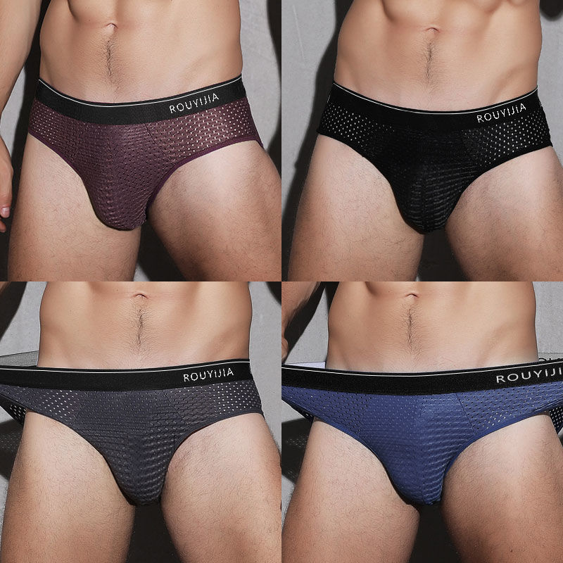 Muške gaćice briefs od Ice Silk s Grapheneom ili bambusovim aktivnim ugljem, ljetni tanki model, plus veličina
