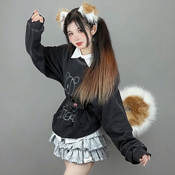 Ръчно изработено плюшено аксесоар за глава с уши на чудовище, карикатурен стил, унисекс