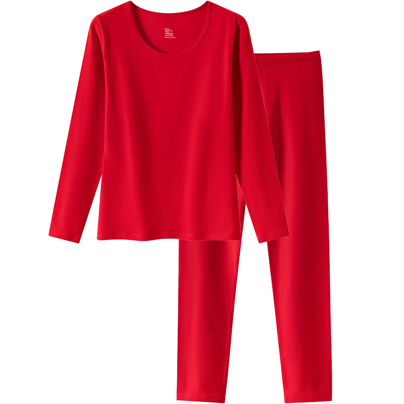 Unisex pamukasti termalni komplet, s fleksi podstavom, srednja debljina 181–200 g/m², gornji dio s okruglim izrezom i dugi rukav + hlače, porijeklo Suzhou, namijenjeno godini životinjskog znaka i svadbenim prilikama