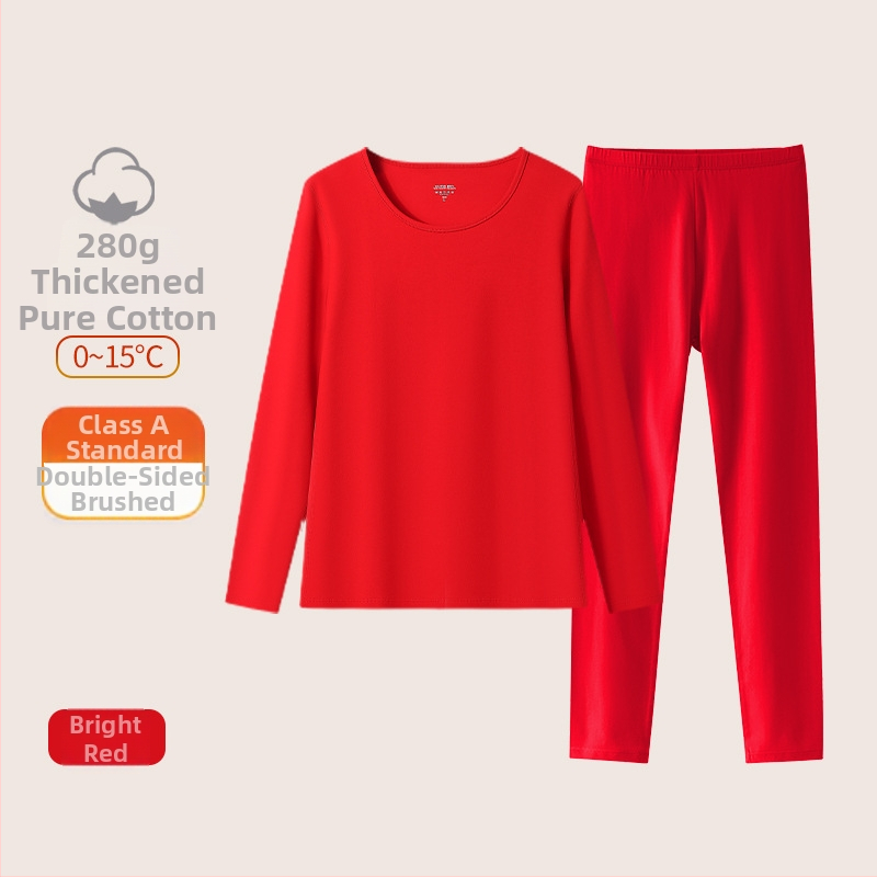 Unisex pamukasti termalni komplet, s fleksi podstavom, srednja debljina 181–200 g/m², gornji dio s okruglim izrezom i dugi rukav + hlače, porijeklo Suzhou, namijenjeno godini životinjskog znaka i svadbenim prilikama