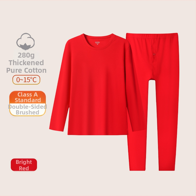 Unisex pamukasti termalni komplet, s fleksi podstavom, srednja debljina 181–200 g/m², gornji dio s okruglim izrezom i dugi rukav + hlače, porijeklo Suzhou, namijenjeno godini životinjskog znaka i svadbenim prilikama