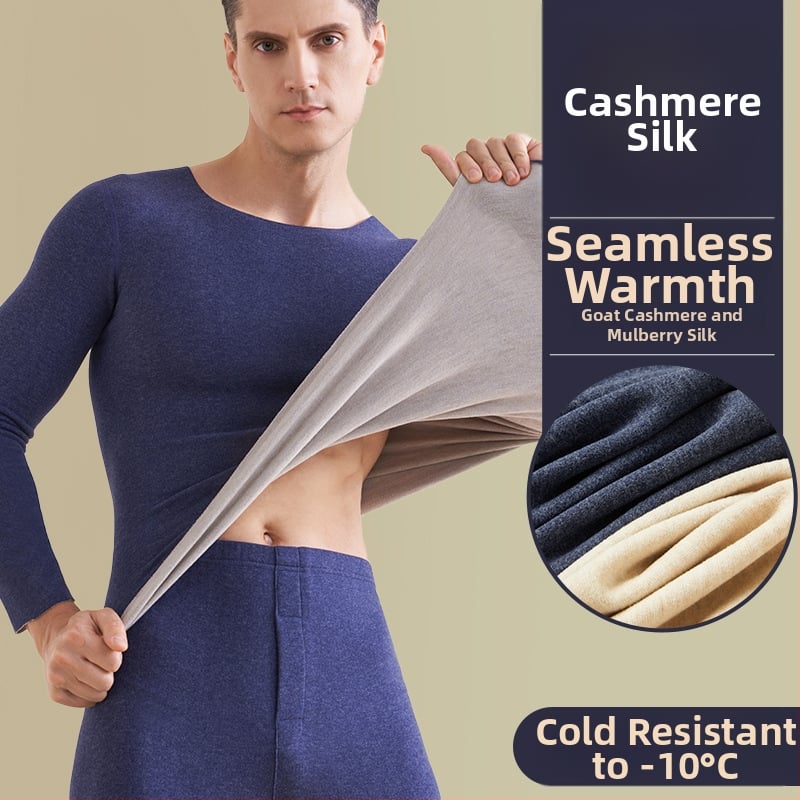 Muški vuneni termalni set za jesen/zimu – osnovni sloj gornji i donji dio, okrugli ovratnik, dugi rukav, debljina 251–300 g/m²