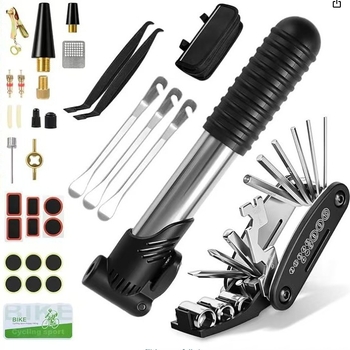 Pārnēsājams daudzfunkcionāls velosipēdu remonta instrumentu komplekts MTB un riepu remontam (Pārnēsājams, Daudzfunkcionāls, MTB, Riepu remonts)