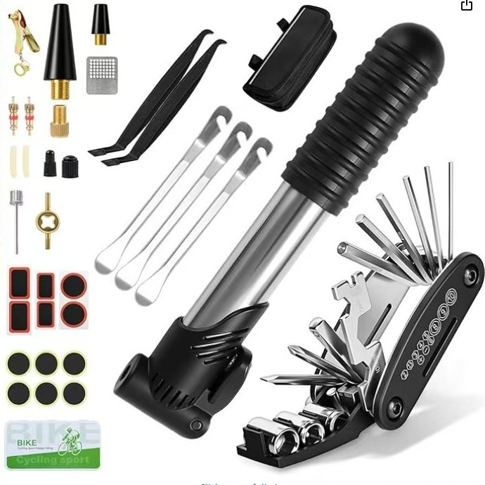 Pārnēsājams daudzfunkcionāls velosipēdu remonta instrumentu komplekts MTB un riepu remontam (Pārnēsājams, Daudzfunkcionāls, MTB, Riepu remonts)