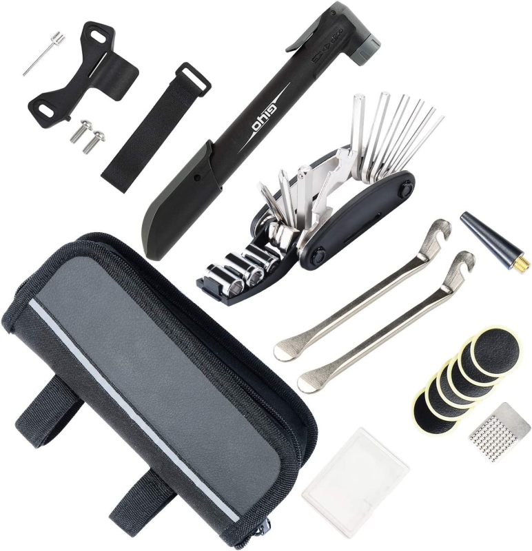 Pārnēsājams daudzfunkcionāls velosipēdu remonta instrumentu komplekts MTB un riepu remontam (Pārnēsājams, Daudzfunkcionāls, MTB, Riepu remonts)