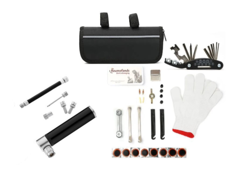Pārnēsājams daudzfunkcionāls velosipēdu remonta instrumentu komplekts MTB un riepu remontam (Pārnēsājams, Daudzfunkcionāls, MTB, Riepu remonts)