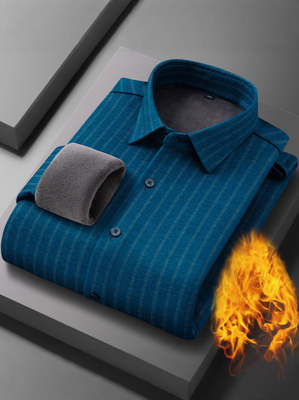 Termalna košulja od vunenog flisa s flisom, podstavljena flisom, karirani uzorak, kvadratni ovratnik, dugi rukavi