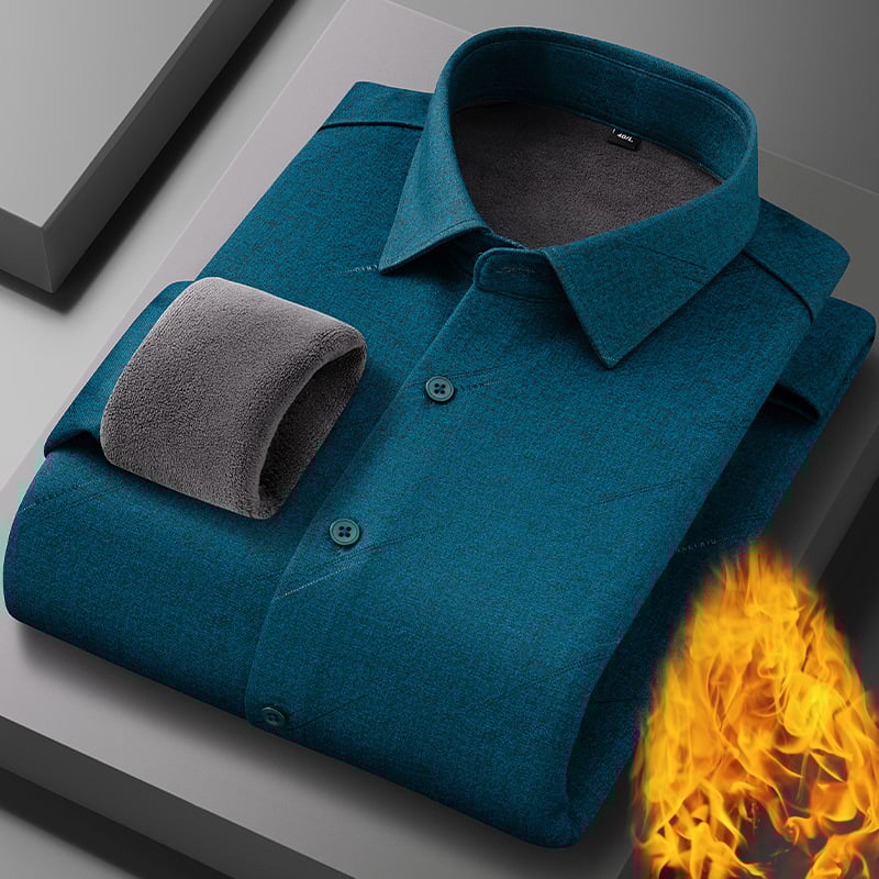 Termalna košulja od vunenog flisa s flisom, podstavljena flisom, karirani uzorak, kvadratni ovratnik, dugi rukavi