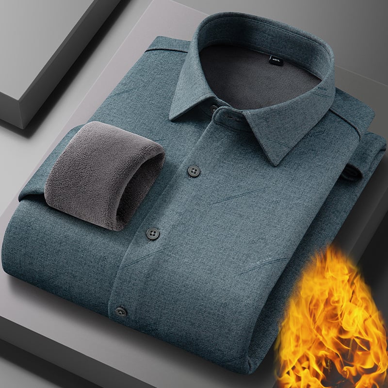 Termalna košulja od vunenog flisa s flisom, podstavljena flisom, karirani uzorak, kvadratni ovratnik, dugi rukavi