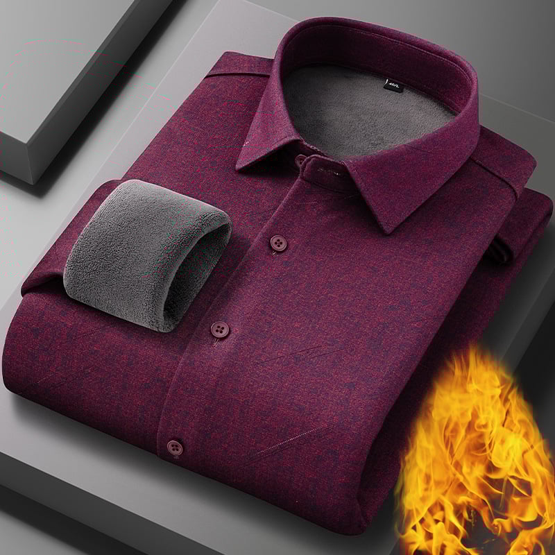 Termalna košulja od vunenog flisa s flisom, podstavljena flisom, karirani uzorak, kvadratni ovratnik, dugi rukavi