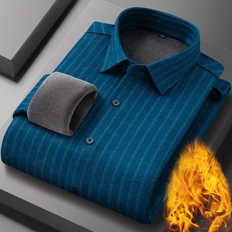 Termalna košulja od vunenog flisa s flisom, podstavljena flisom, karirani uzorak, kvadratni ovratnik, dugi rukavi