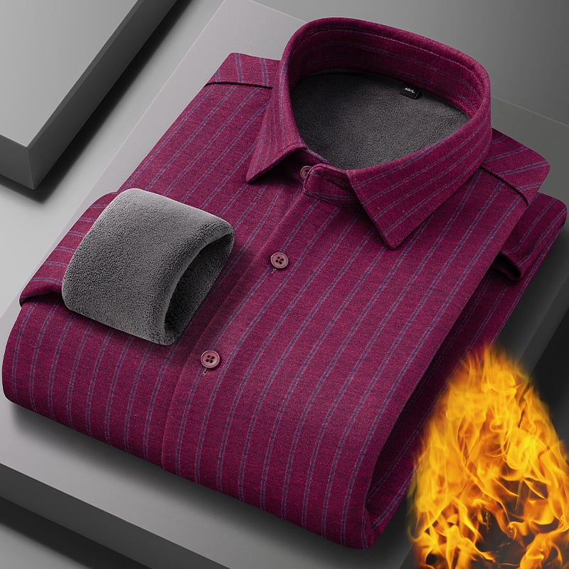 Termalna košulja od vunenog flisa s flisom, podstavljena flisom, karirani uzorak, kvadratni ovratnik, dugi rukavi