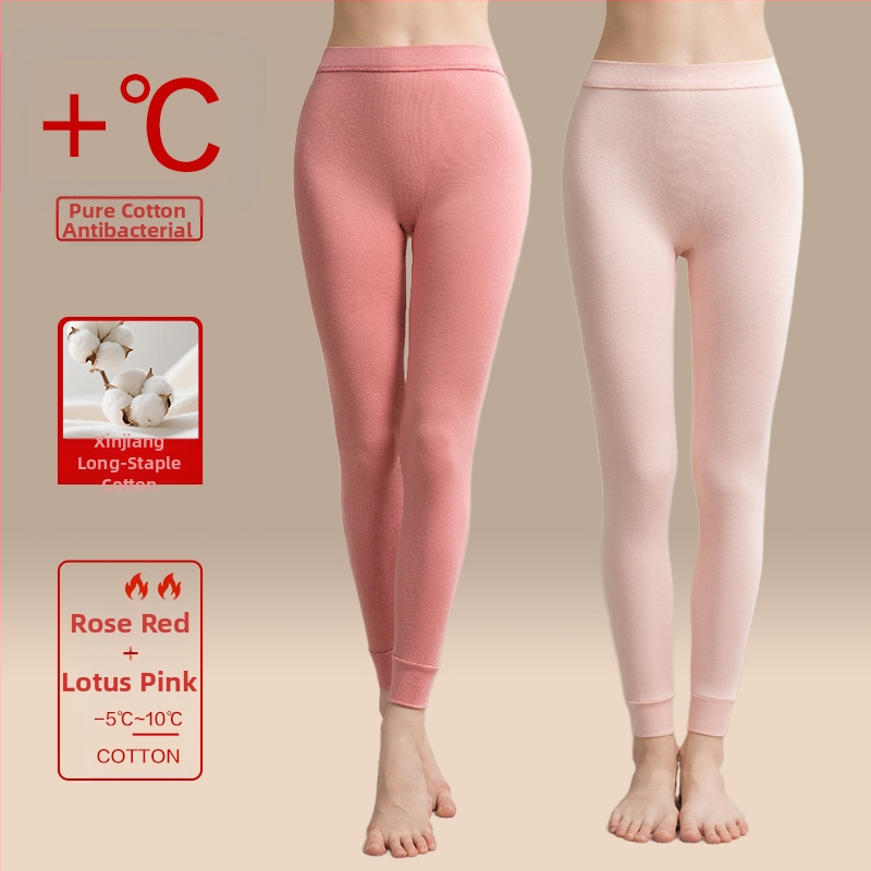 Moteriškos storos 100% medvilnės termines kelnes, vieno sluoksnio, išlaiko šilumą