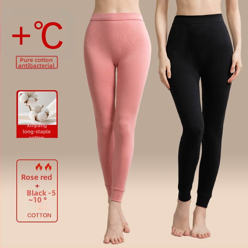 Moteriškos storos 100% medvilnės termines kelnes, vieno sluoksnio, išlaiko šilumą