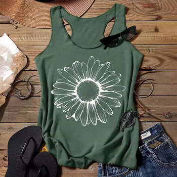 Top dama în stil sling, croială liberă, imprimeu 3D, țesătură imitation de bumbac cu 70–80% poliester