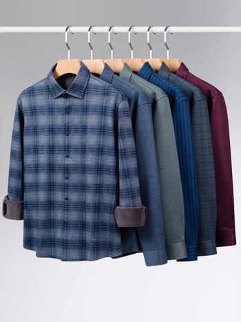 Meeste villane ruuduline särk, ruudukujuline krae, pikkade varrukatega (Talvine paksus; Polüester 71–80%)