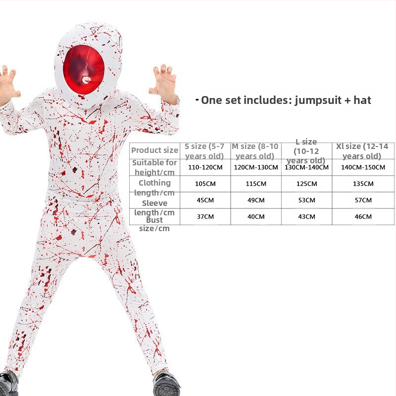 Dječji Halloween cosplay kostim Grim Reaper sa svijetlećim naočalama, unisex, tkanina poliester-spandeks, za scenske nastupe, za uzrast do 17 godina