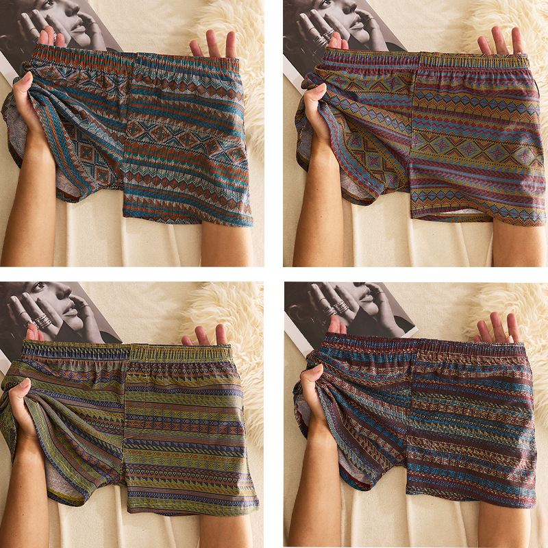 Muške pamucne bokserice sa srednjim strukom, prozračne, brzo suše, 90–95% pamuka, geometrijski/gradijentni/valoviti uzorak