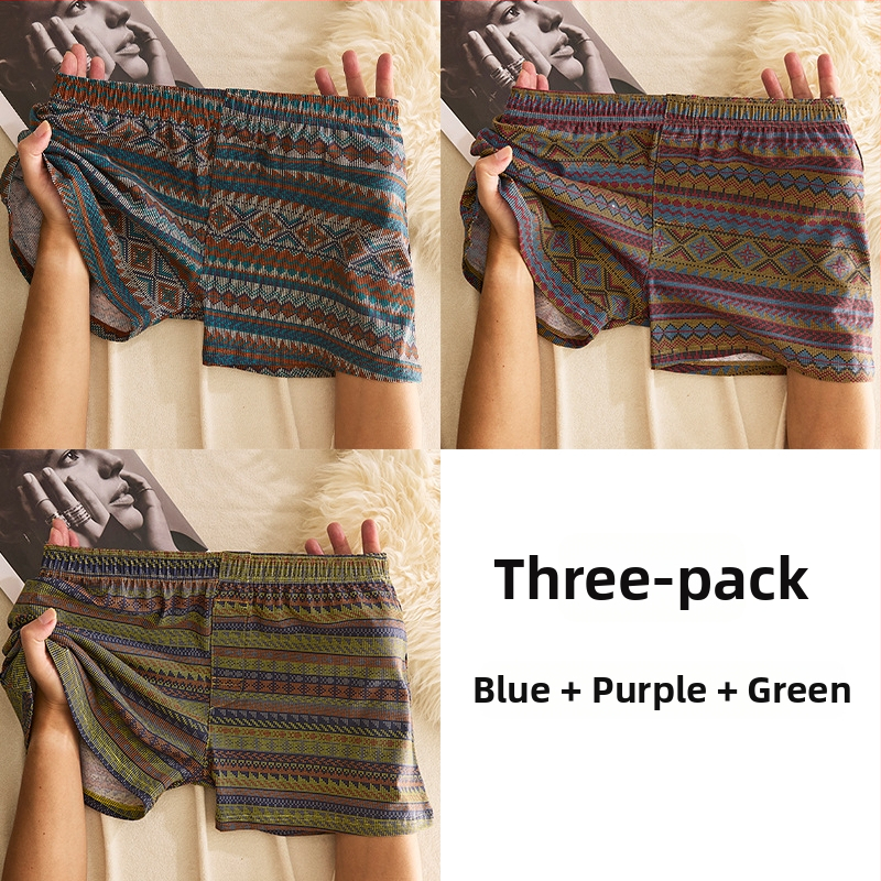 Muške pamucne bokserice sa srednjim strukom, prozračne, brzo suše, 90–95% pamuka, geometrijski/gradijentni/valoviti uzorak