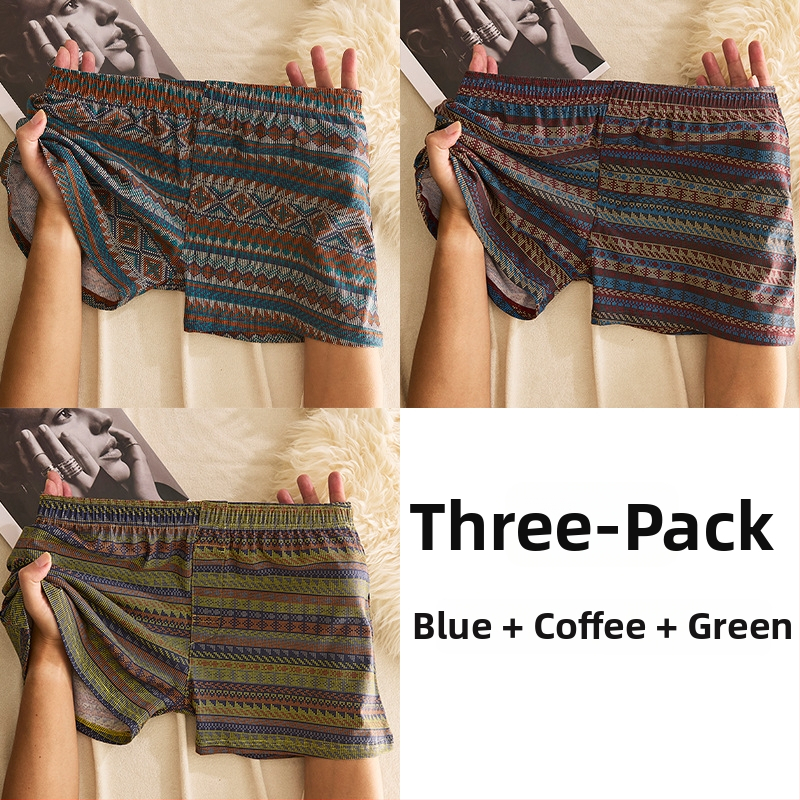 Muške pamucne bokserice sa srednjim strukom, prozračne, brzo suše, 90–95% pamuka, geometrijski/gradijentni/valoviti uzorak