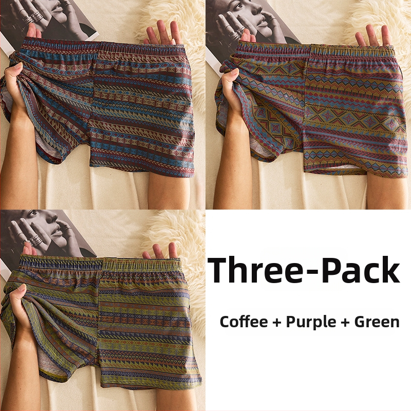 Muške pamucne bokserice sa srednjim strukom, prozračne, brzo suše, 90–95% pamuka, geometrijski/gradijentni/valoviti uzorak