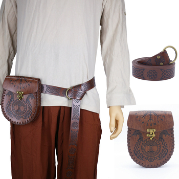 Srednjovjekovni viteški pojas s džepom - vikingski vintage cosplay dodatak za Halloween (Odrasli, 235 g, Ljeto 2024, Ficino)