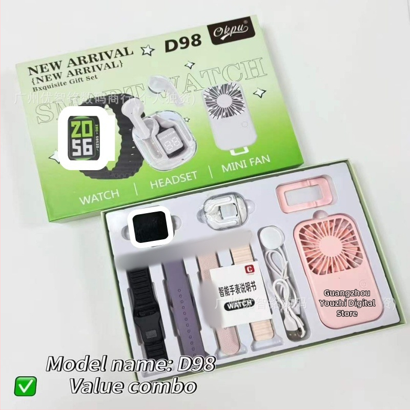 Smartwatch D96/D97/D98/D99 Plus s više stilova silikonskih narukvica, TFT zaslon, Bluetooth pozivi, pametni podsjetnici, bežično punjenje, kompatibilan s iOS