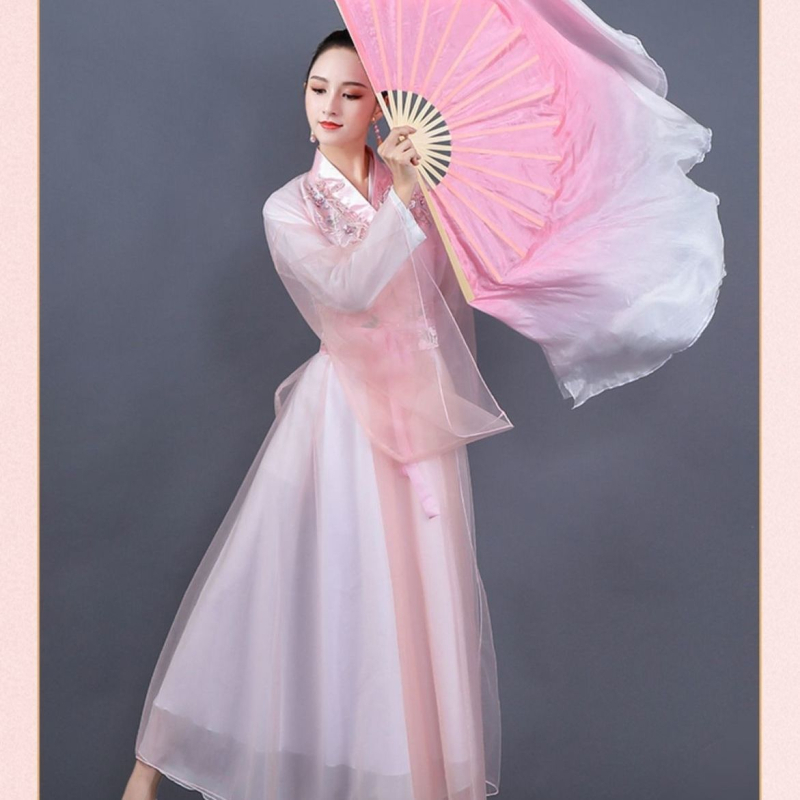 Yangko копринен танцов фен - дълъг фен за класически китайски танц, възрастни, лято 2021