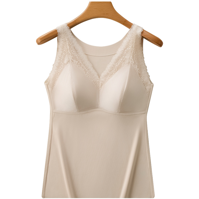 Moteriška nailono termovestė su V kaklu, įmontuotos krūties pagalvėlės ir įdaru, dviejų sluoksnių, anti-statininės, šildo