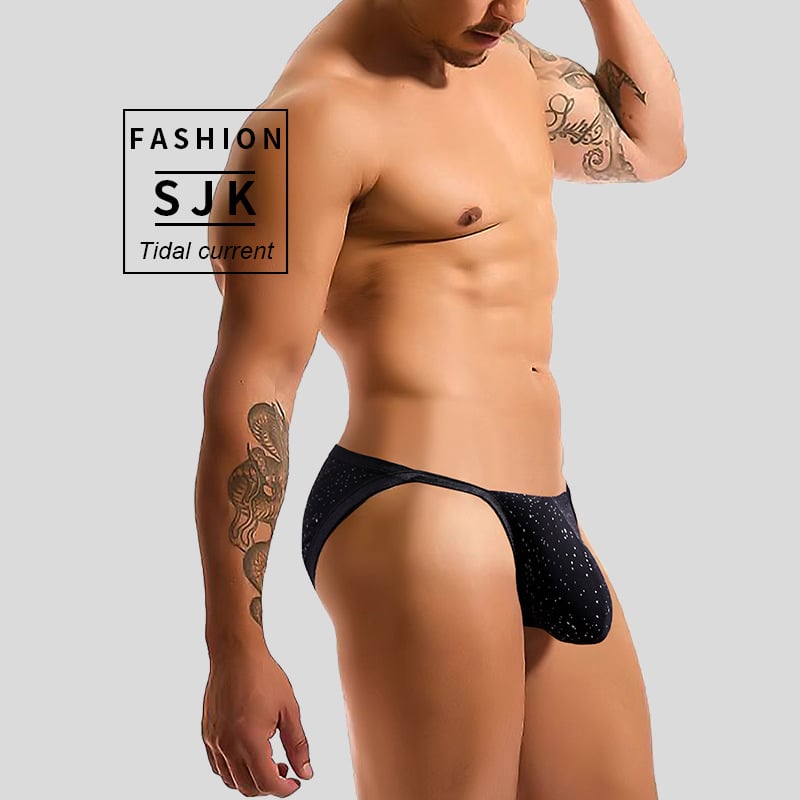 Muške briefs s G‑krojem, prozračni najlon (80–90%), U‑vrećica, niski struk, pleteni materijal