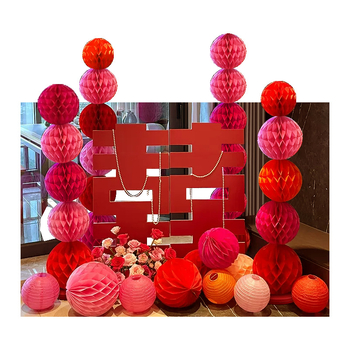 Feixunfei Vestuvės vietos dekoravimo rinkinys — popierinė fono sienos dekoras su kaspėlėmis ir gėlėmis