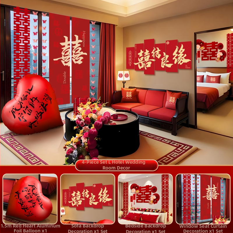 Feixunfei Vestuvės vietos dekoravimo rinkinys — popierinė fono sienos dekoras su kaspėlėmis ir gėlėmis