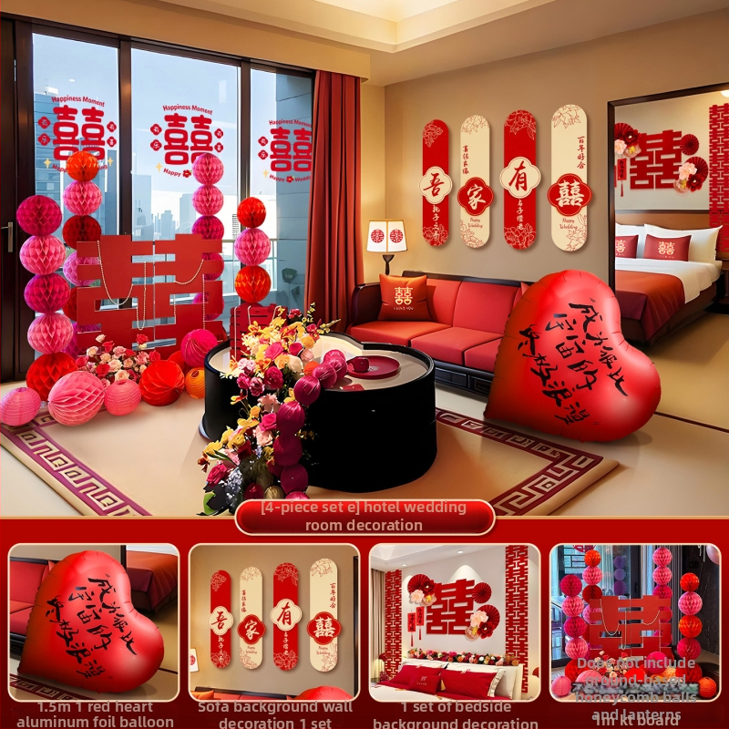 Feixunfei Vestuvės vietos dekoravimo rinkinys — popierinė fono sienos dekoras su kaspėlėmis ir gėlėmis