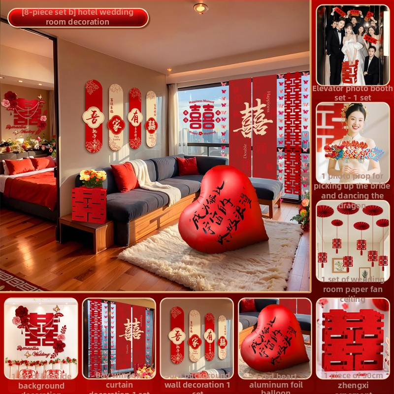 Feixunfei Vestuvės vietos dekoravimo rinkinys — popierinė fono sienos dekoras su kaspėlėmis ir gėlėmis