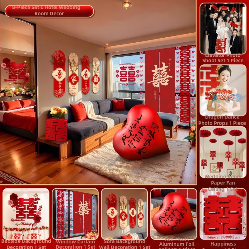 Feixunfei Vestuvės vietos dekoravimo rinkinys — popierinė fono sienos dekoras su kaspėlėmis ir gėlėmis