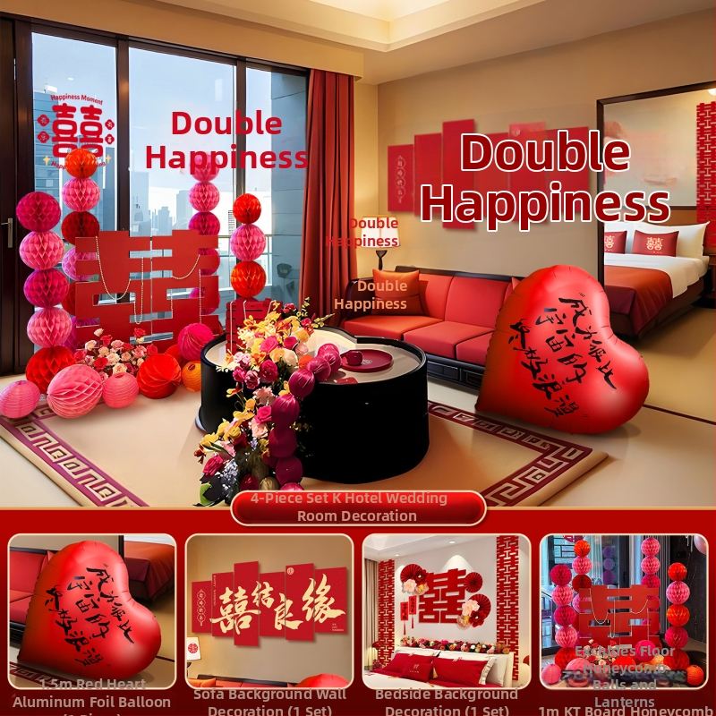 Feixunfei Vestuvės vietos dekoravimo rinkinys — popierinė fono sienos dekoras su kaspėlėmis ir gėlėmis