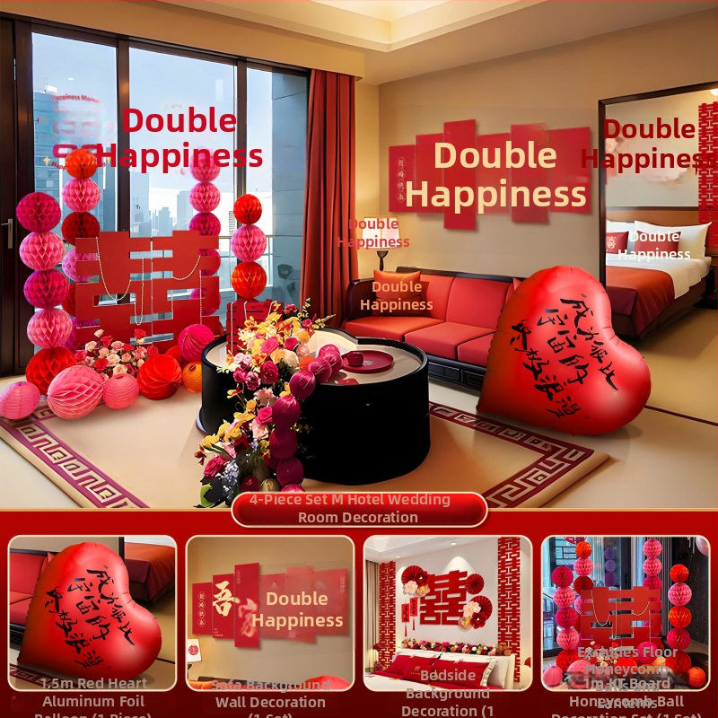 Feixunfei Vestuvės vietos dekoravimo rinkinys — popierinė fono sienos dekoras su kaspėlėmis ir gėlėmis