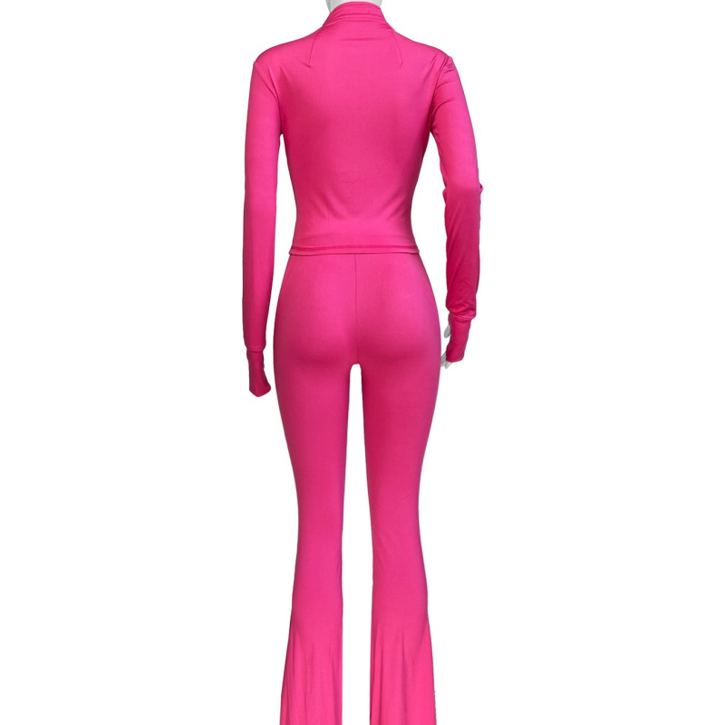 Костюм от две части с квилиран плат, дълги ръкави, едноцветен полиестер-спандекс, есен 2024, елегантен градски стил