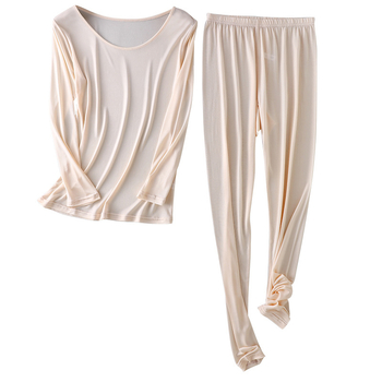 Ženski set od Mulberry svile: top s okruglim izrezom i 3/4 rukavima te hlače, ultra-tanki materijal 81–100 g/m², topao