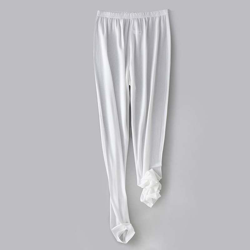 Ženski set od Mulberry svile: top s okruglim izrezom i 3/4 rukavima te hlače, ultra-tanki materijal 81–100 g/m², topao