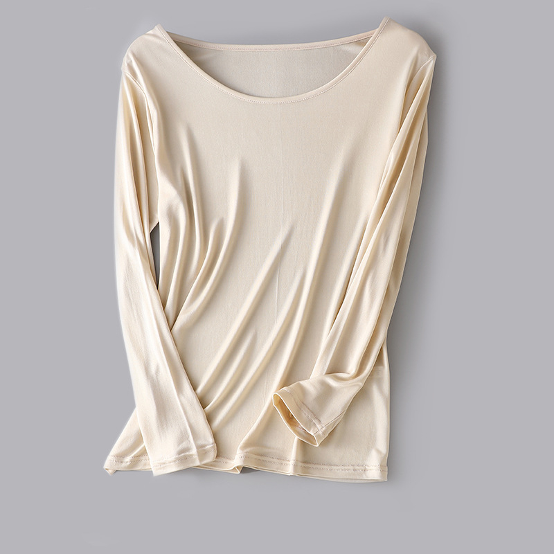 Ženski set od Mulberry svile: top s okruglim izrezom i 3/4 rukavima te hlače, ultra-tanki materijal 81–100 g/m², topao