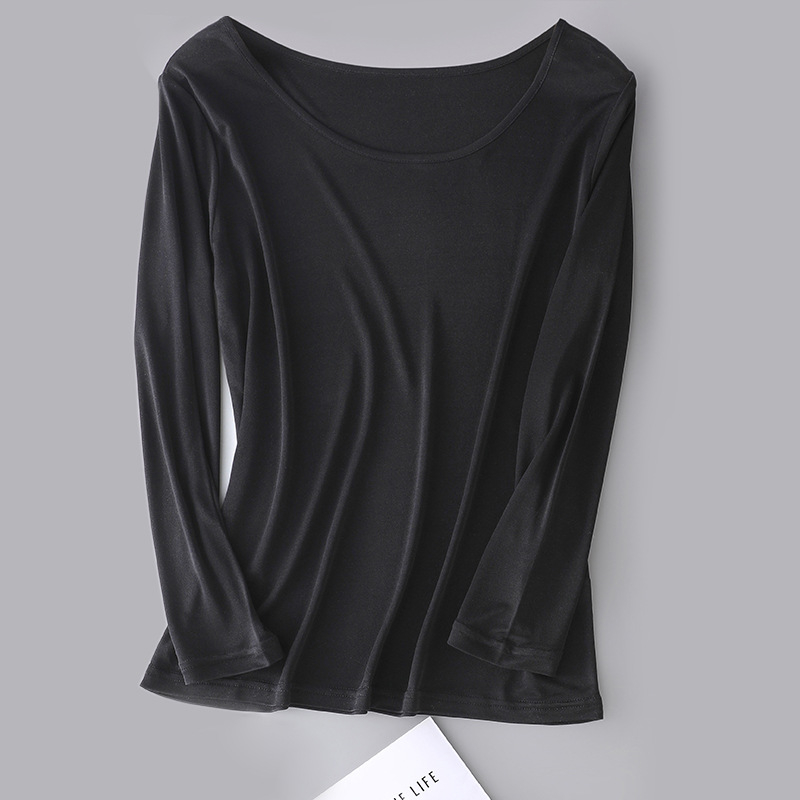 Ženski set od Mulberry svile: top s okruglim izrezom i 3/4 rukavima te hlače, ultra-tanki materijal 81–100 g/m², topao